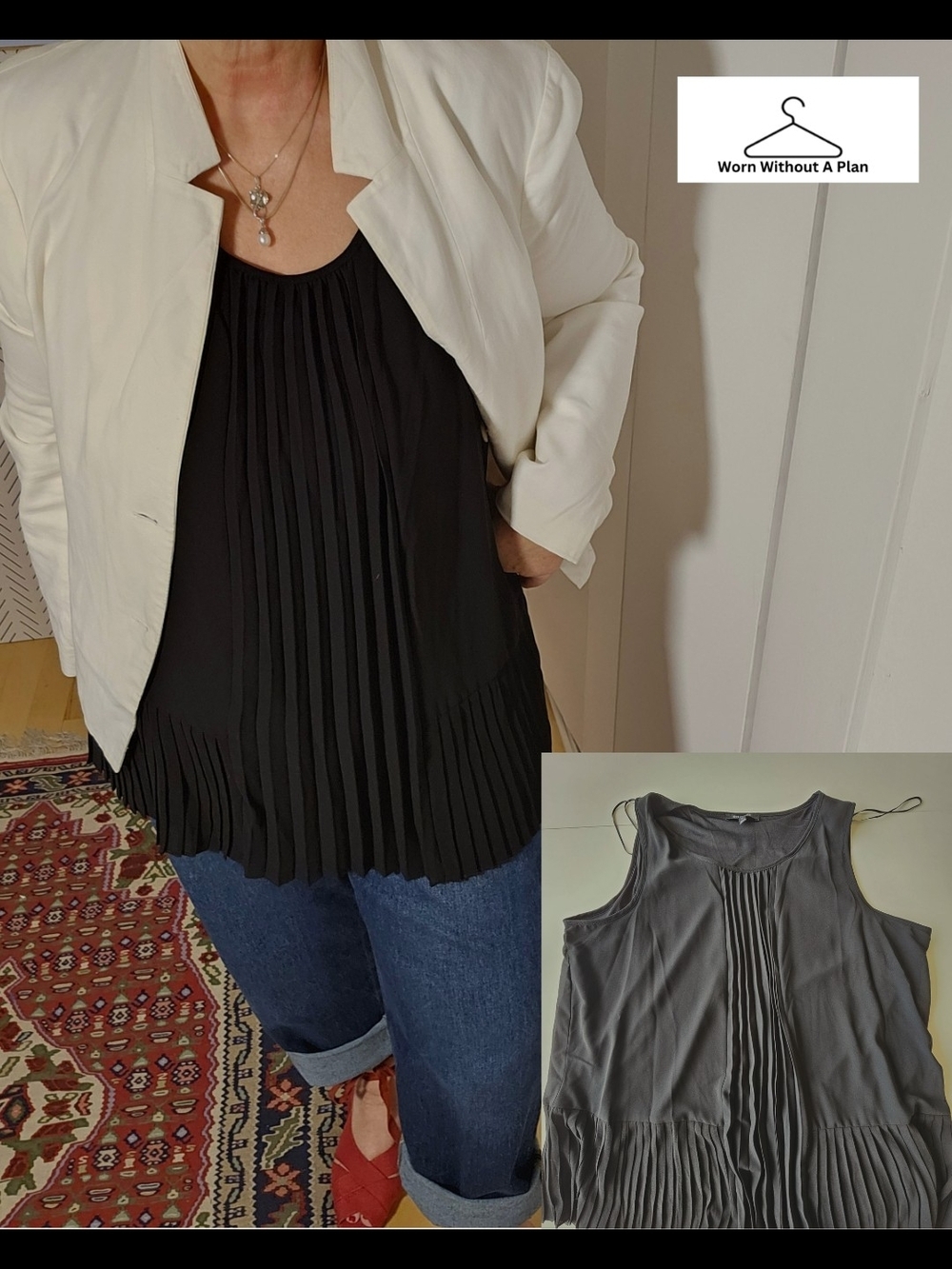 Relativity Black Pleated Sleeveless Tunic Size 2X